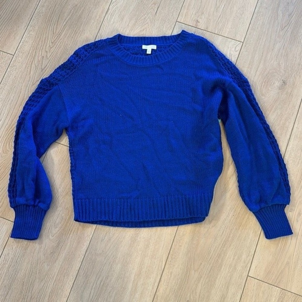 Abound new blue clemantis multi textured blouson sleeved sweater size M